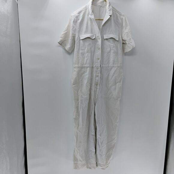 Gap press short sleeve white jumpsuit size 4 - Picture 1 of 14